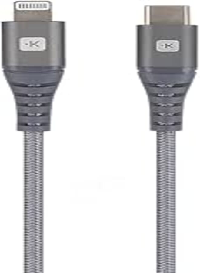 Skross Steel Line Lightning MFI Type-C USB Lightning Cable, 2 m Length, Grey